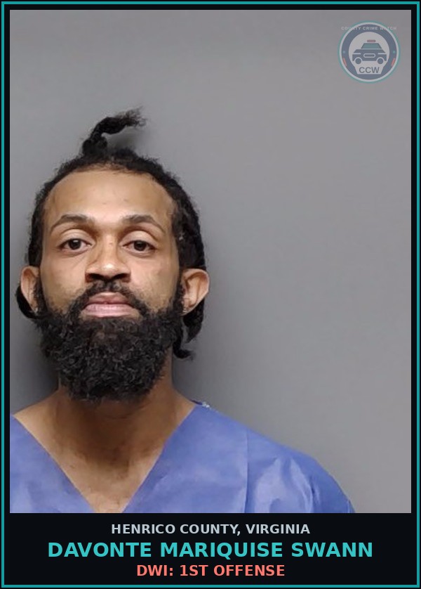 Booking mugshot of Davonte Mariquise Swann in Henrico County