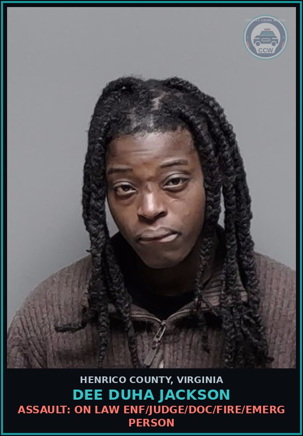 Booking mugshot of Dee Duha Jackson in Henrico County