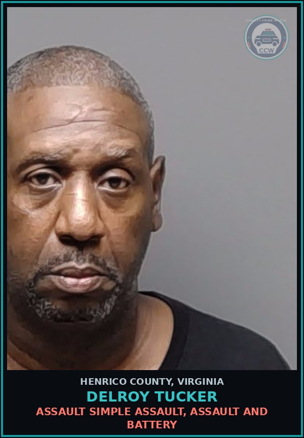 Booking mugshot of Delroy Tucker in Henrico County