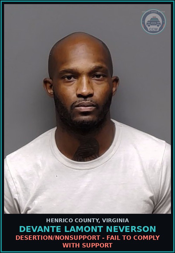 Booking mugshot of Devante Lamont Neverson in Henrico County
