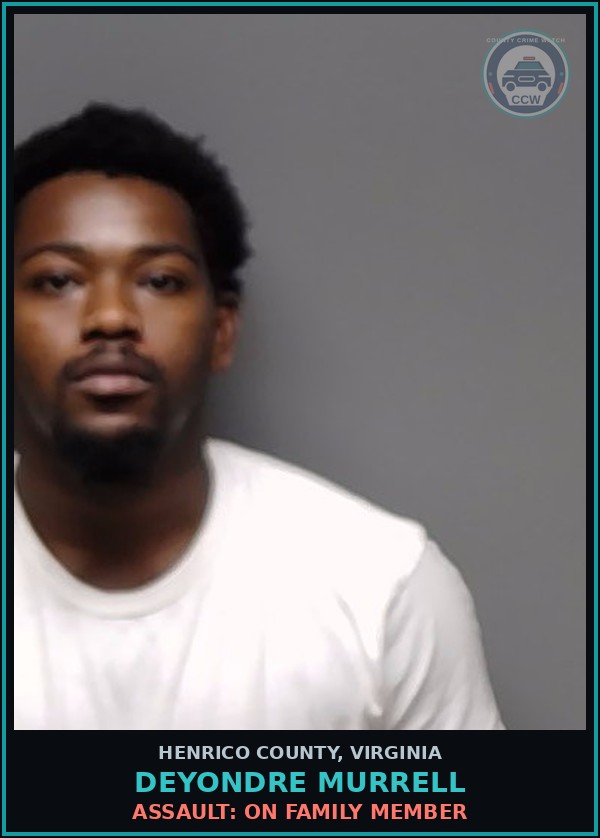 Booking mugshot of Deyondre Murrell in Henrico County