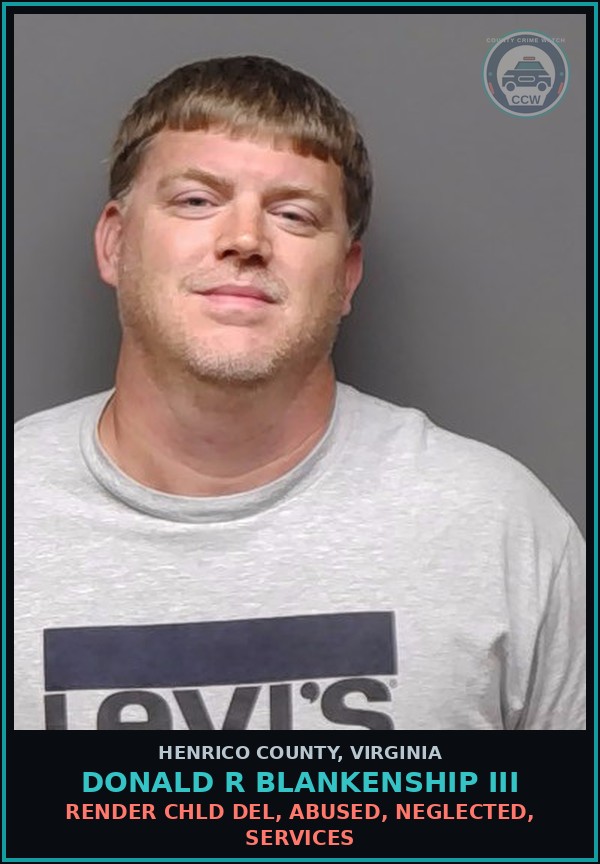 Booking mugshot of Donald R Blankenship Iii in Henrico County
