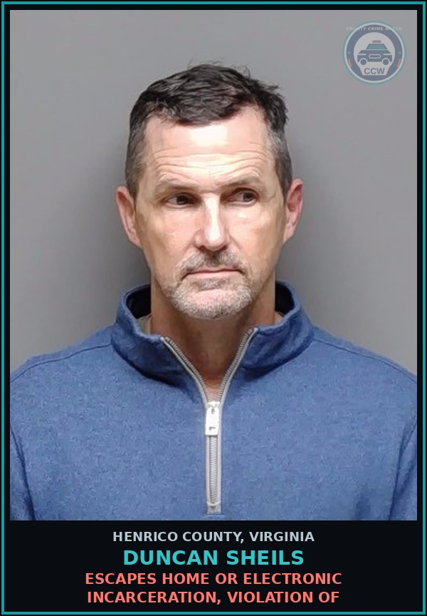 Booking mugshot of Duncan Sheils in Henrico County
