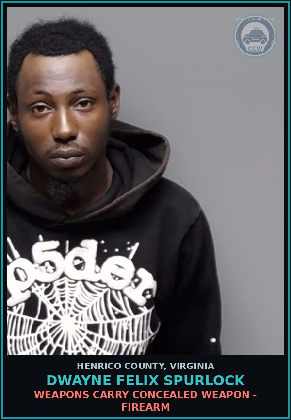 Booking mugshot of Dwayne Felix Spurlock in Henrico County