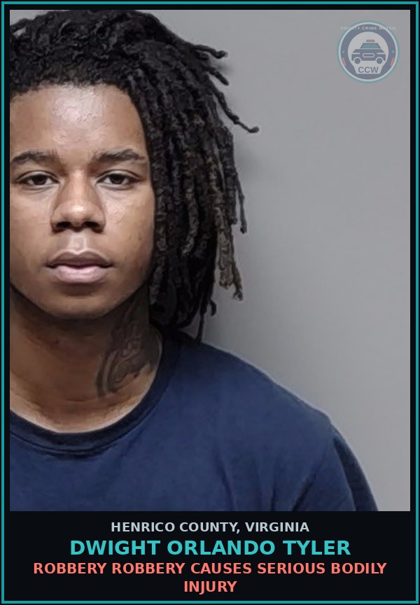 Booking mugshot of Dwight Orlando Tyler in Henrico County