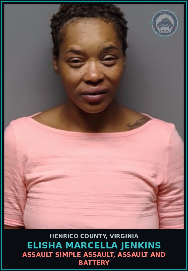 Booking mugshot of Elisha Marcella Jenkins in Henrico County