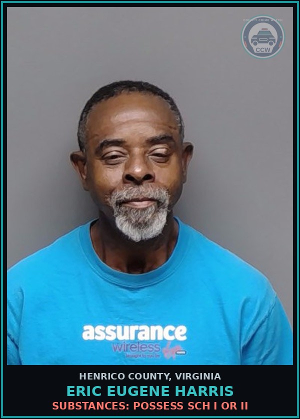 Booking mugshot of Eric Eugene Harris in Henrico County