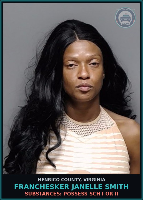 Booking mugshot of Franchesker Janelle Smith in Henrico County