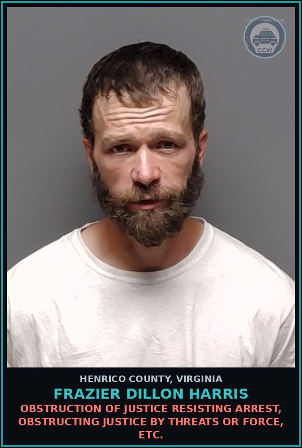 Booking mugshot of Frazier Dillon Harris in Henrico County