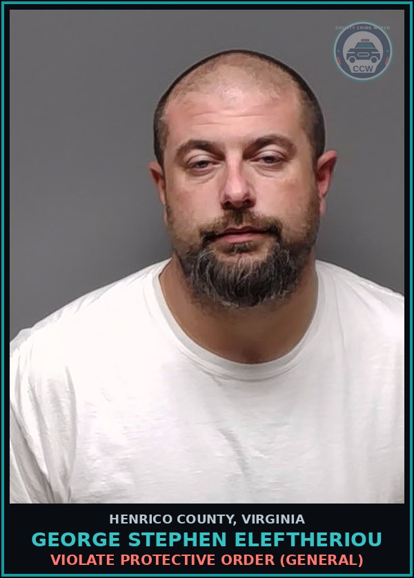 Booking mugshot of George Stephen Eleftheriou in Henrico County