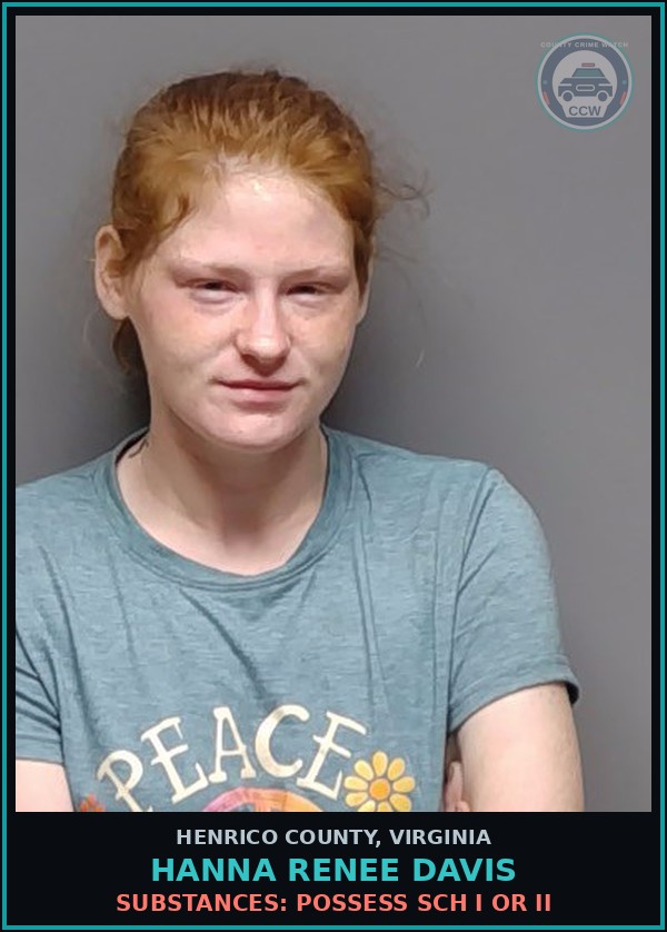 Booking mugshot of Hanna Renee Davis in Henrico County