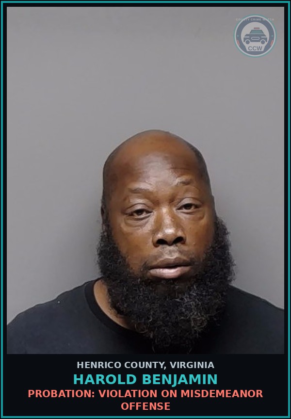 Booking mugshot of Harold Benjamin in Henrico County