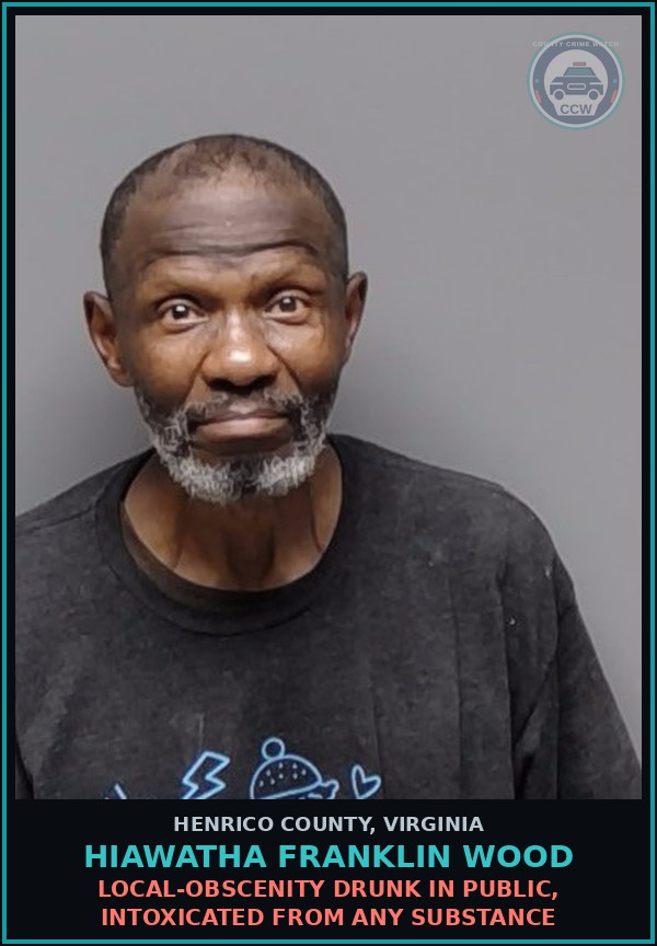 Booking mugshot of Hiawatha Franklin Wood in Henrico County