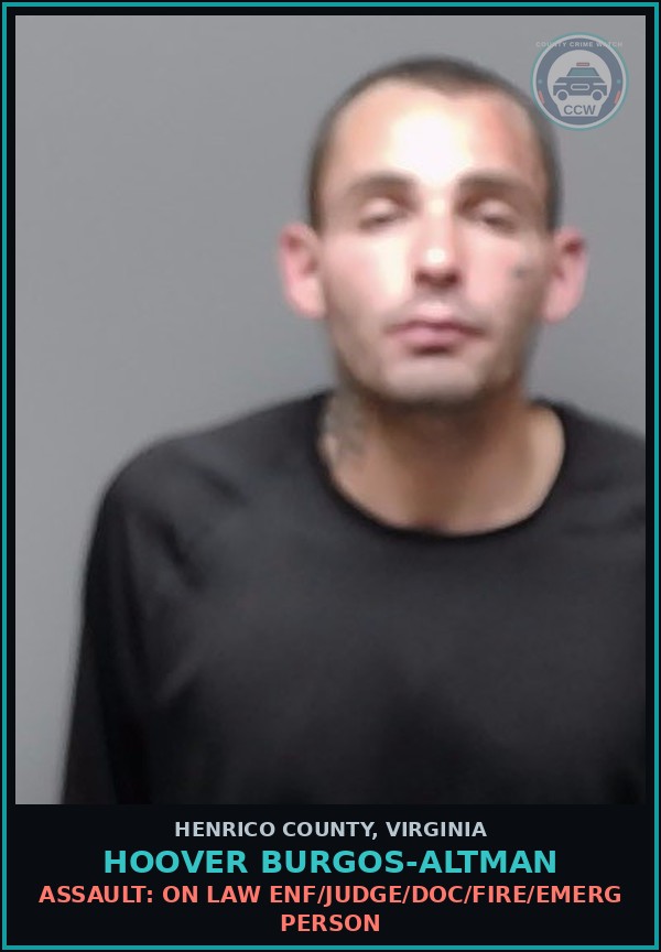 Booking mugshot of Hoover Burgos-Altman in Henrico County