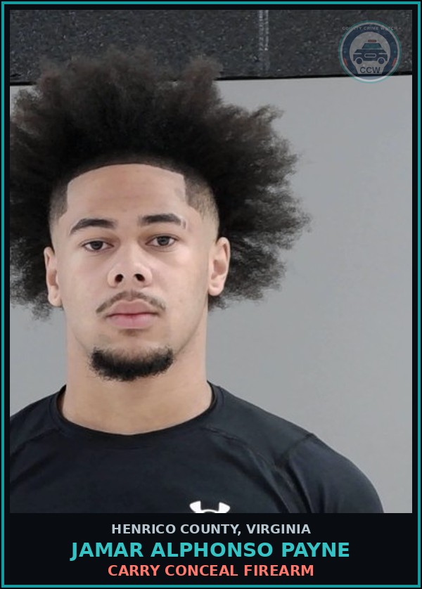Booking mugshot of Jamar Alphonso Payne in Henrico County