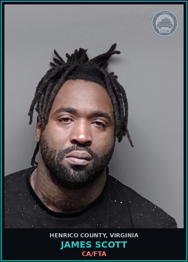 Booking mugshot of James Scott in Henrico County
