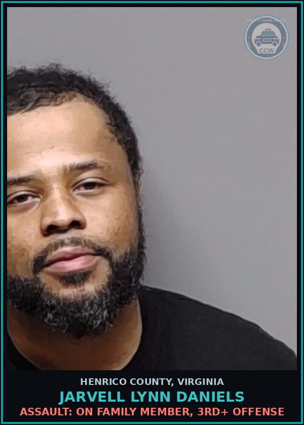 Booking mugshot of Jarvell Lynn Daniels in Henrico County