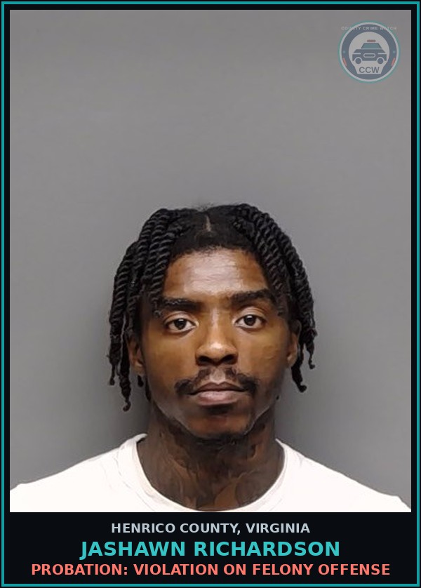 Booking mugshot of Jashawn Richardson in Henrico County