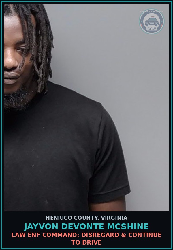 Booking mugshot of Jayvon Devonte Mcshine in Henrico County