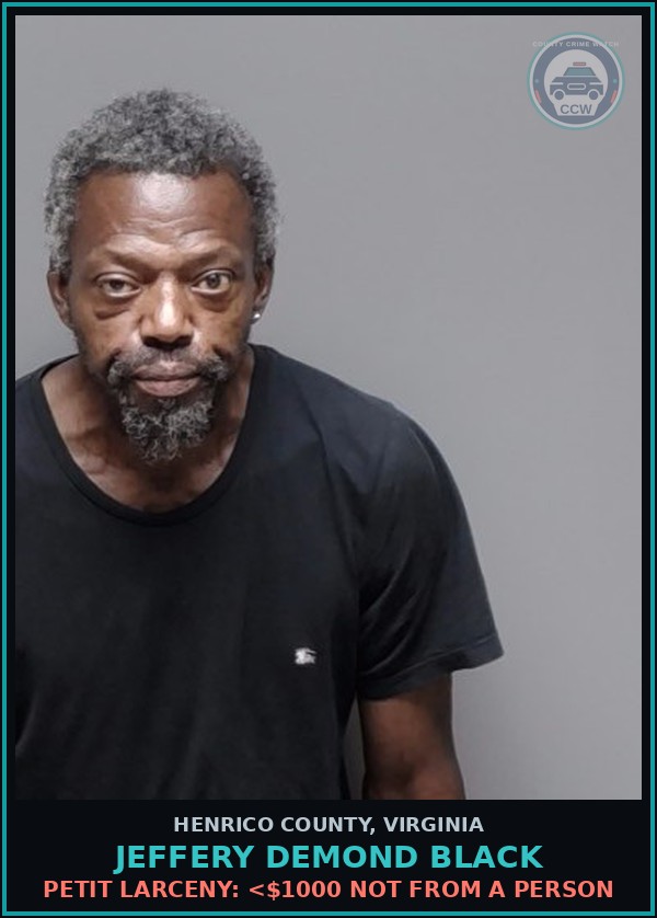Booking mugshot of Jeffery Demond Black in Henrico County