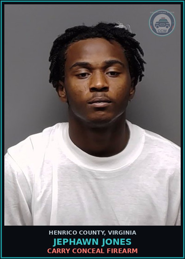 Booking mugshot of Jephawn Jones in Henrico County