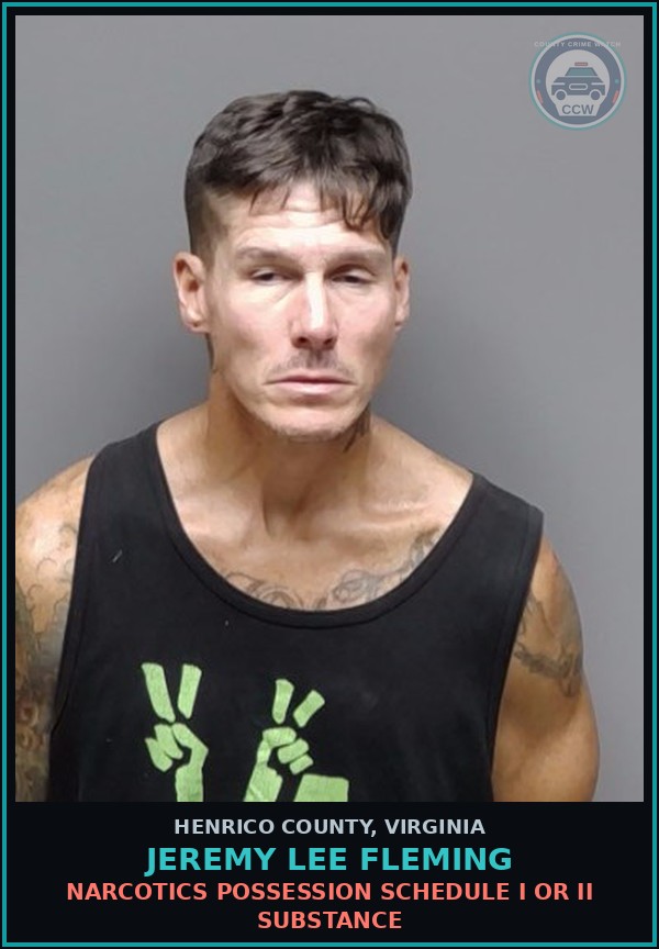 Booking mugshot of Jeremy Lee Fleming in Henrico County