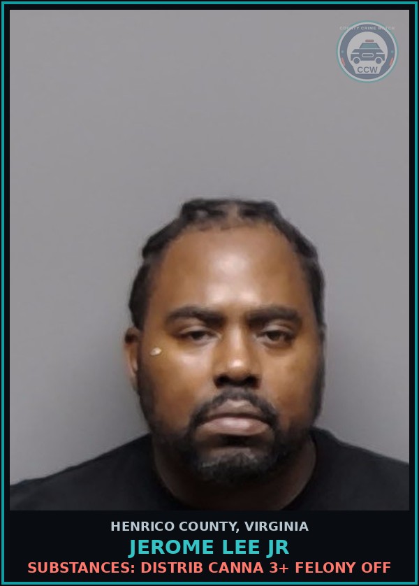 Booking mugshot of Jerome Lee Jr in Henrico County