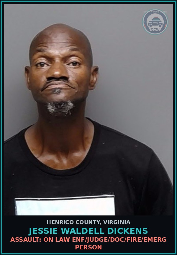 Booking mugshot of Jessie Waldell Dickens in Henrico County