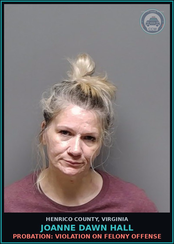 Booking mugshot of Joanne Dawn Hall in Henrico County