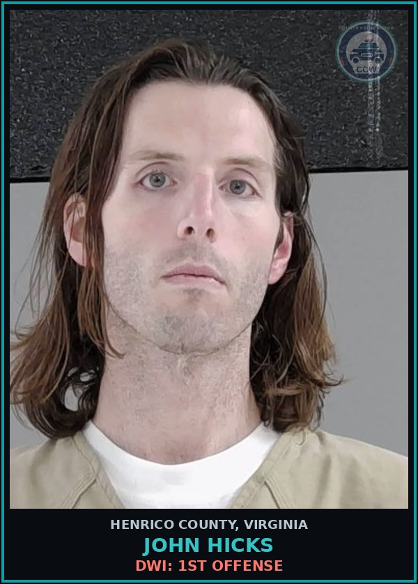 Booking mugshot of John Hicks in Henrico County