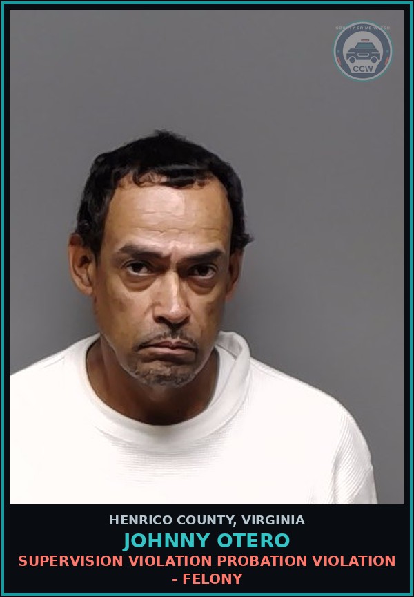 Booking mugshot of Johnny Otero in Henrico County