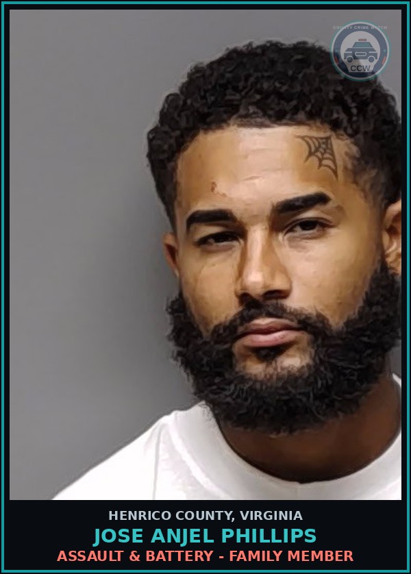 Booking mugshot of Jose Anjel Phillips in Henrico County
