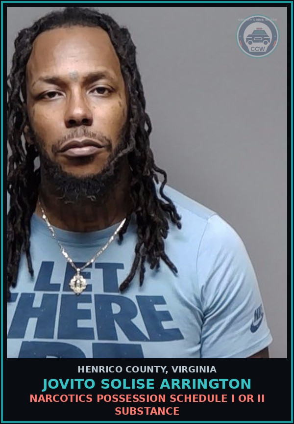 Booking mugshot of Jovito Solise Arrington in Henrico County
