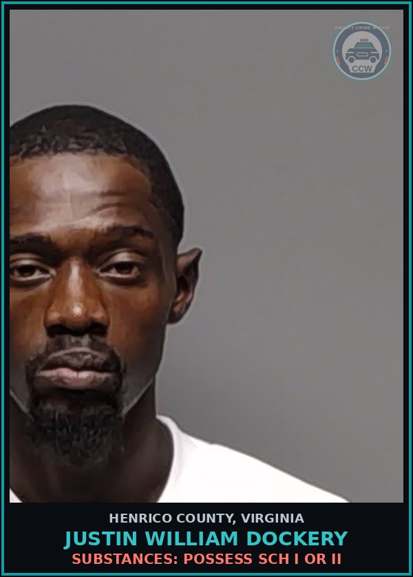 Booking mugshot of Justin William Dockery in Henrico County