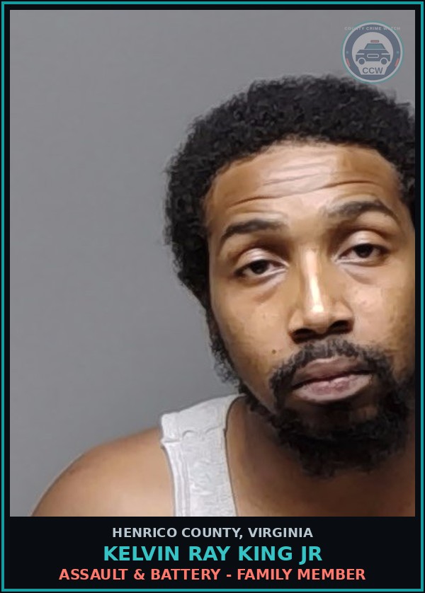 Booking mugshot of Kelvin Ray King Jr in Henrico County