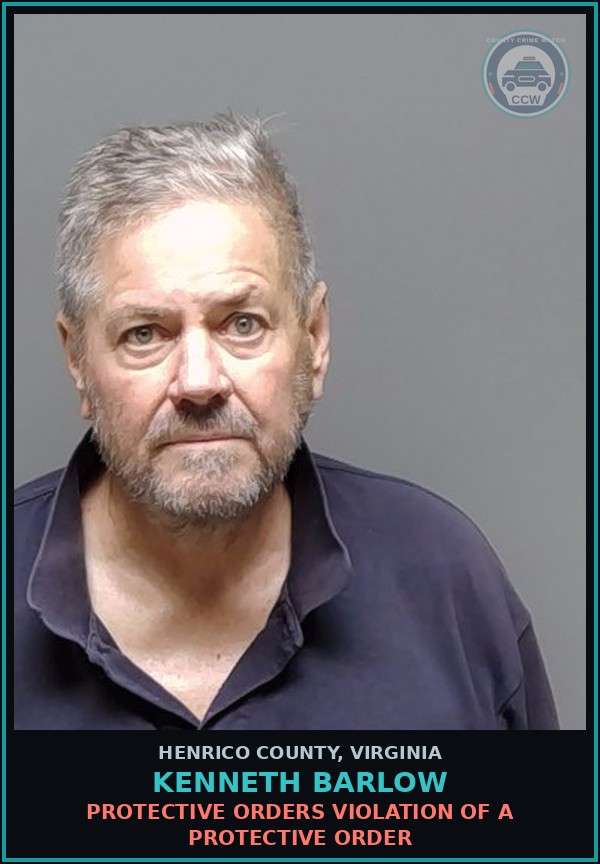 Booking mugshot of Kenneth Barlow in Henrico County