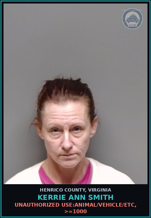 Booking mugshot of Kerrie Ann Smith in Henrico County