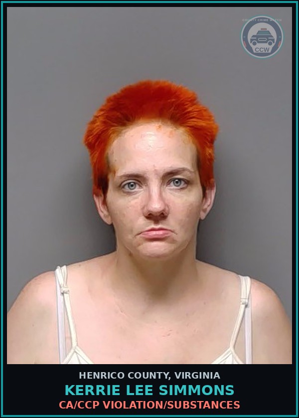 Booking mugshot of Kerrie Lee Simmons in Henrico County