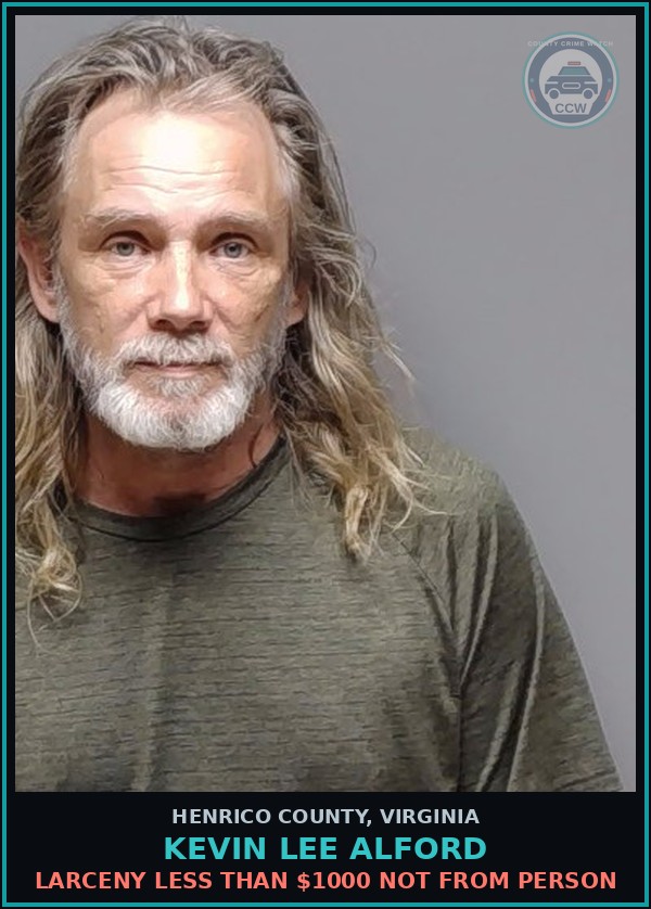 Booking mugshot of Kevin Lee Alford in Henrico County