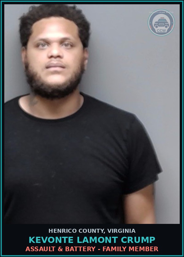 Booking mugshot of Kevonte Lamont Crump in Henrico County