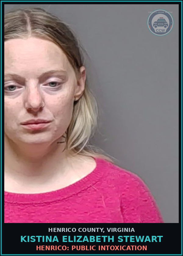 Booking mugshot of Kistina Elizabeth Stewart in Henrico County