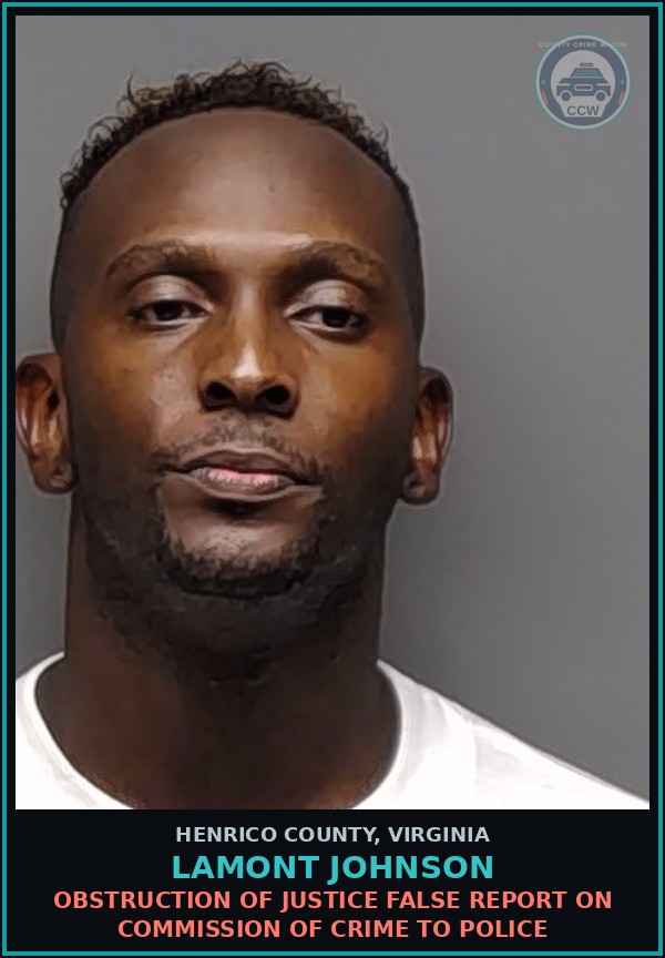 Booking mugshot of Lamont Johnson in Henrico County