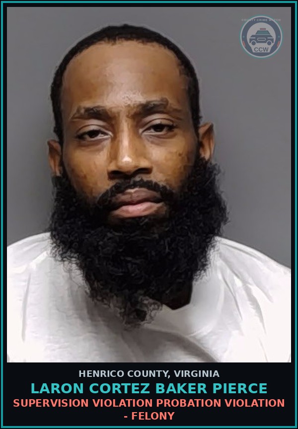Booking mugshot of Laron Cortez Baker Pierce in Henrico County