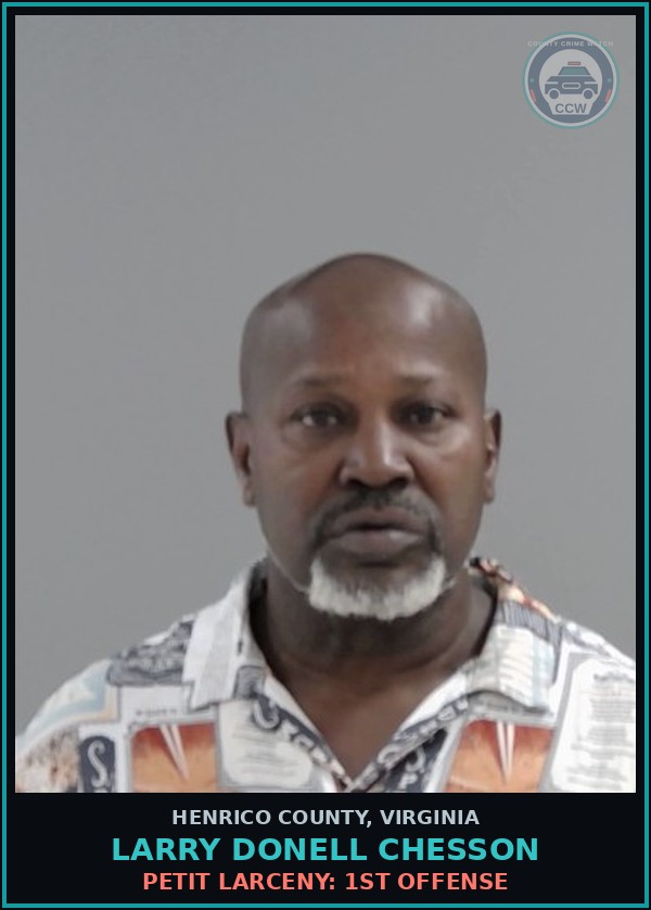 Booking mugshot of Larry Donell Chesson in Henrico County
