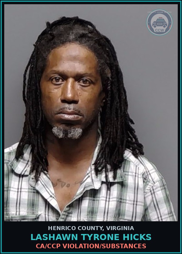 Booking mugshot of Lashawn Tyrone Hicks in Henrico County