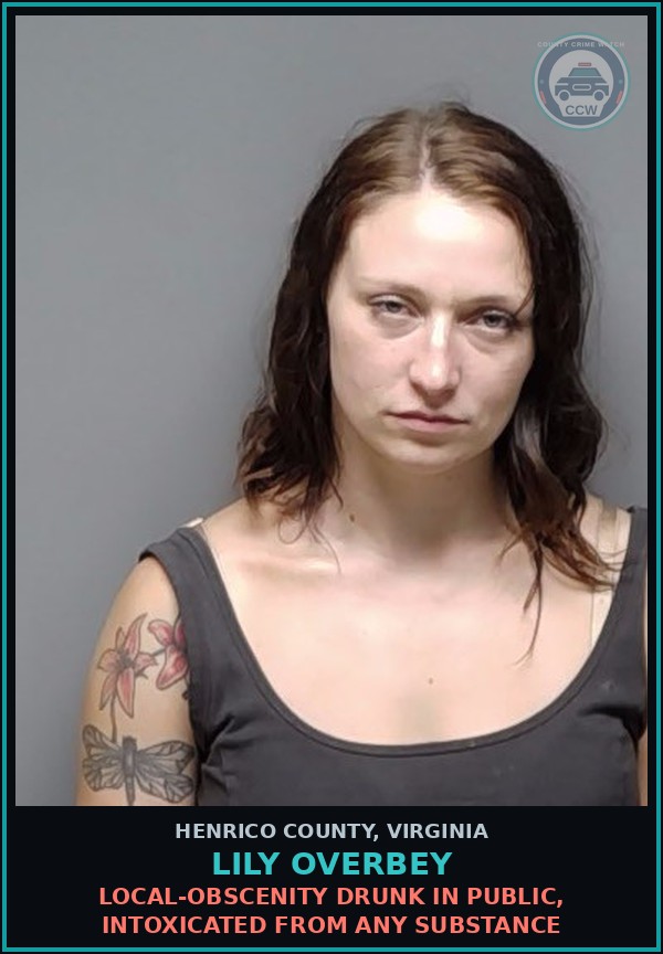 Booking mugshot of Lily Overbey in Henrico County