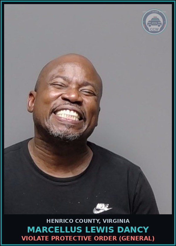 Booking mugshot of Marcellus Lewis Dancy in Henrico County