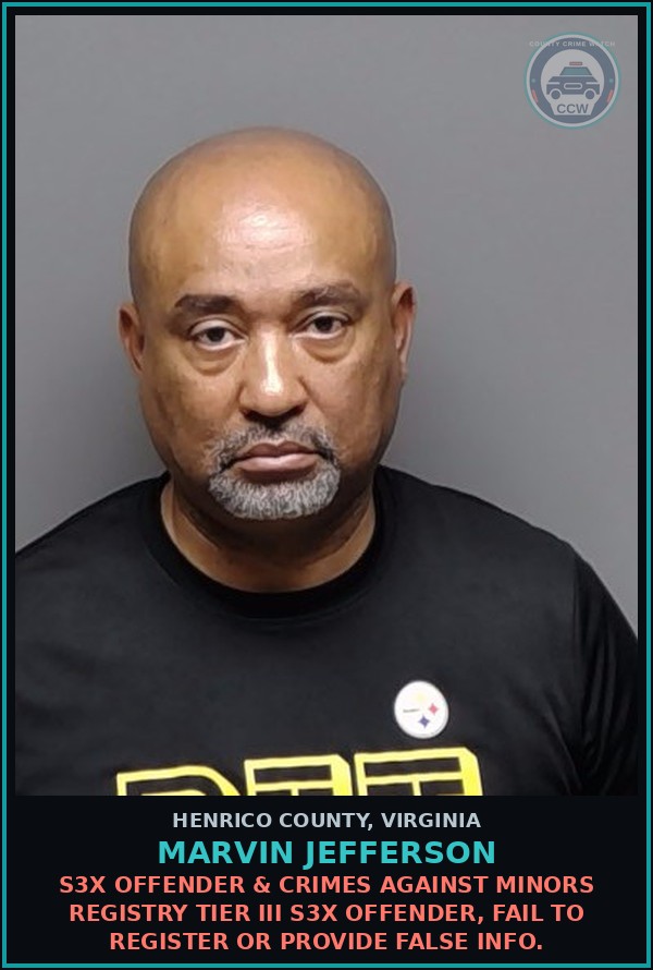 Booking mugshot of Marvin Jefferson in Henrico County