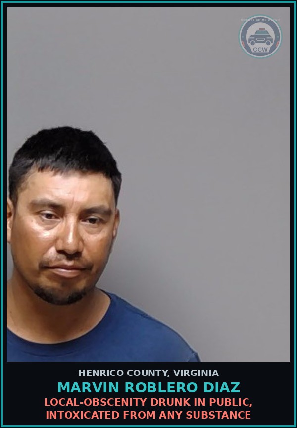 Booking mugshot of Marvin Roblero Diaz in Henrico County
