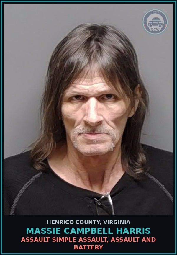Booking mugshot of Massie Campbell Harris in Henrico County